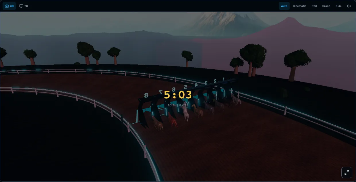 A Tilt Racing field running through the Rose Dusk environment